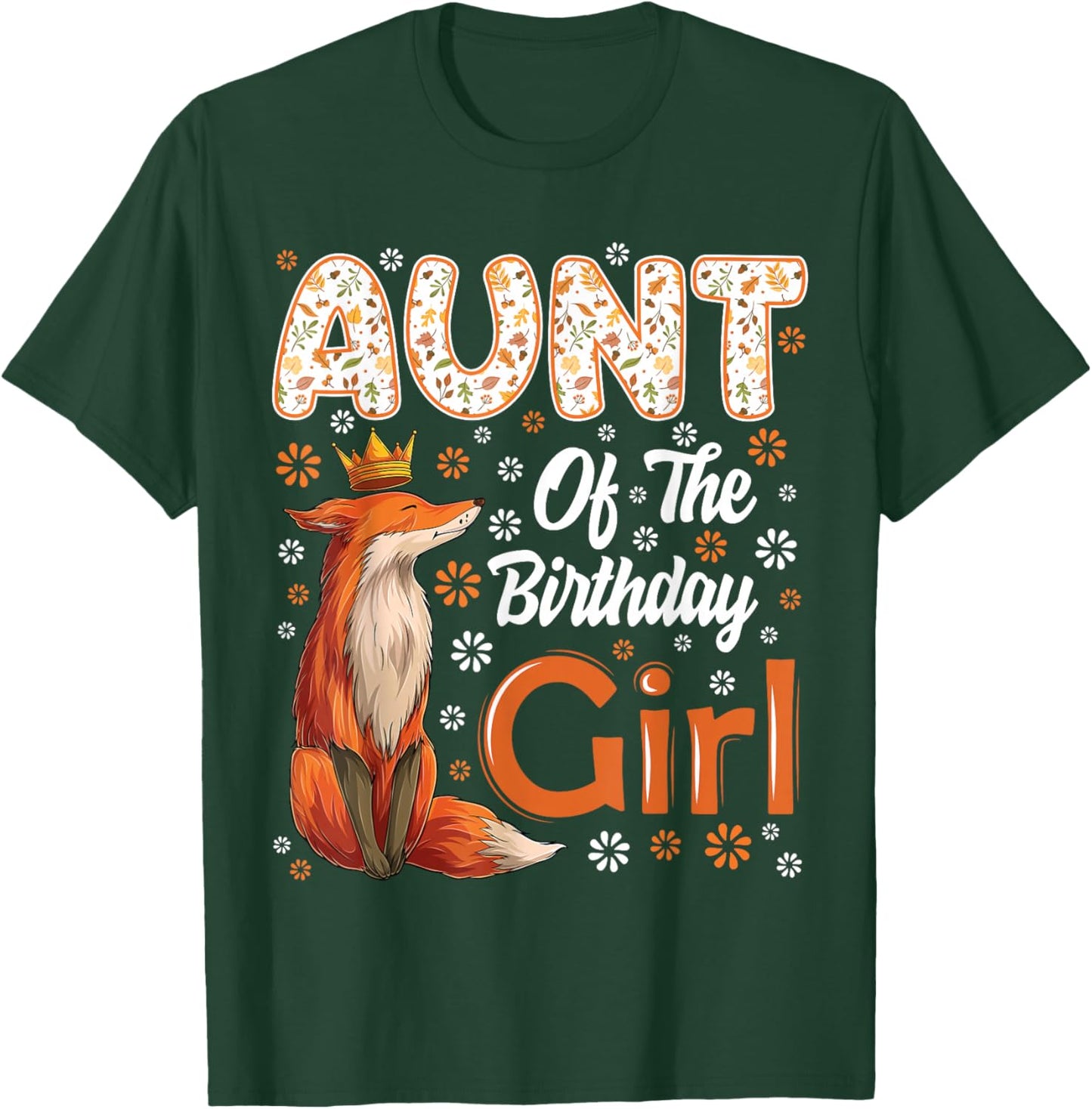 Aunt Fox Animal Lovers Birthday Girl Fox B-day Family T-Shirt - T-Shirt | Forest