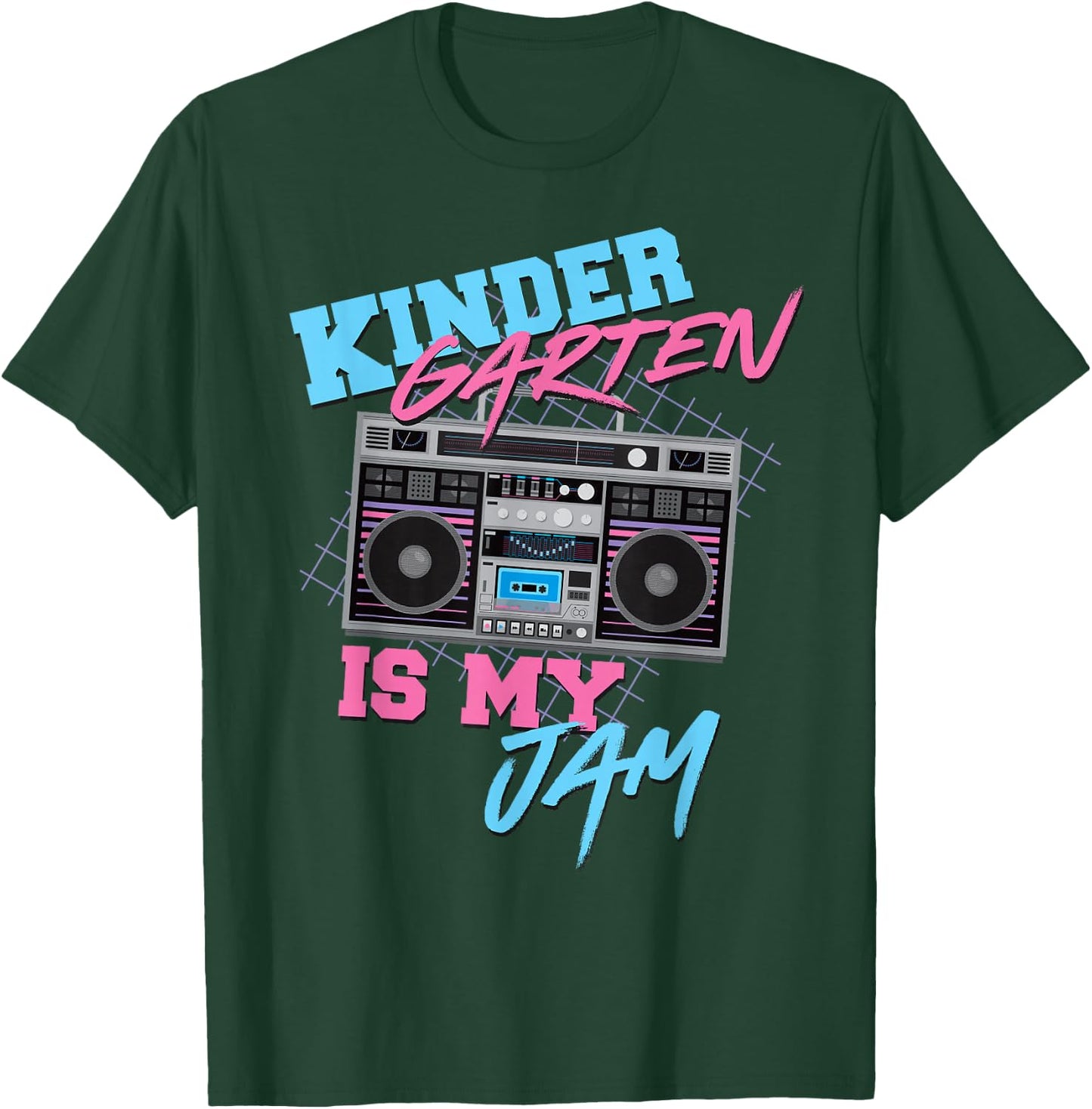 Kindergarten Is My Jam - Vintage 80s Boombox Teacher Student T-Shirt - T-Shirt | Forest