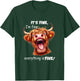 Funny Highland Cow It's Fine I'm Fine Everything Is Fine , Small, Black T-Shirt - T-Shirt | Forest