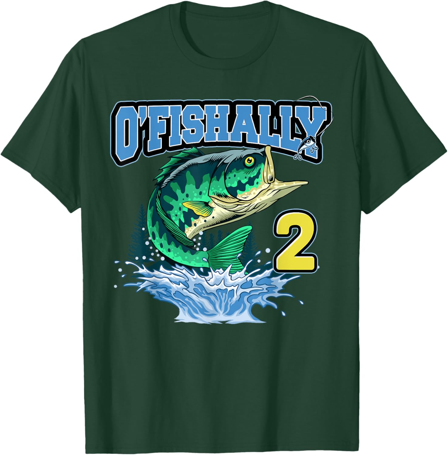 Retro O’Fishally 2 Fishing 2nd Bday 2 Years Old T-Shirt - T-Shirt | Forest