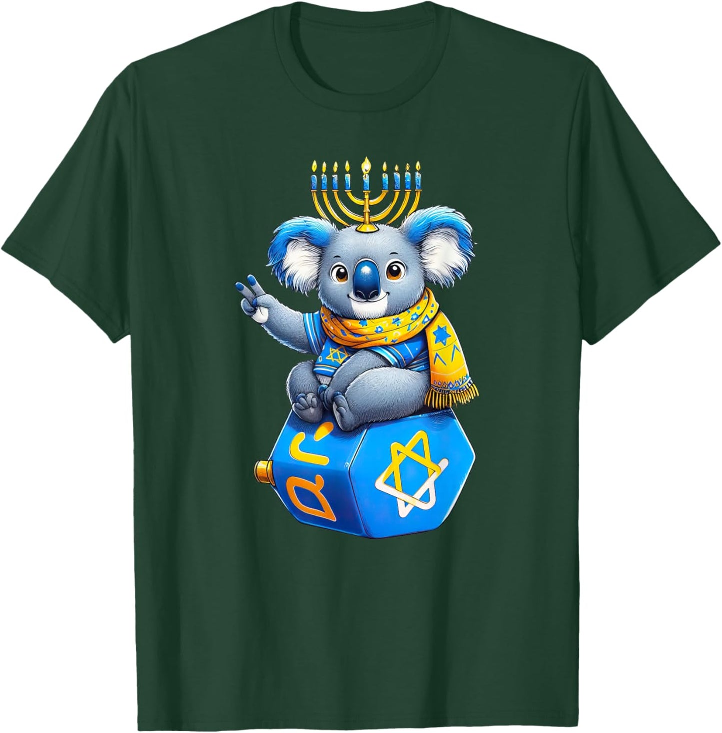 Koala Menorah Dreidel Jewish Hanukkah Kids T-Shirt - T-Shirt | Forest