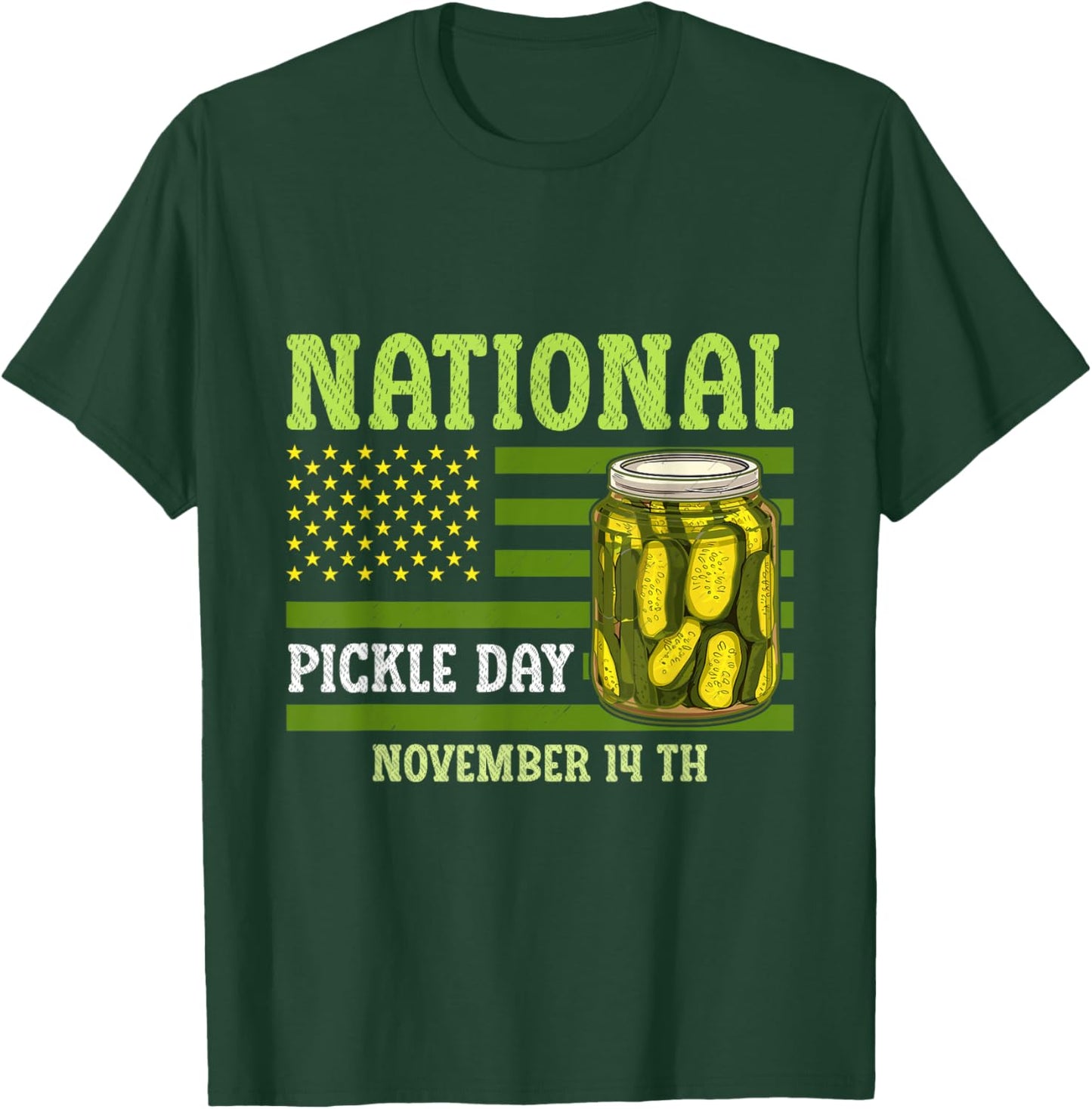 National Pickle Day America Flag Food Lover Cucumber T-Shirt - T-Shirt | Forest