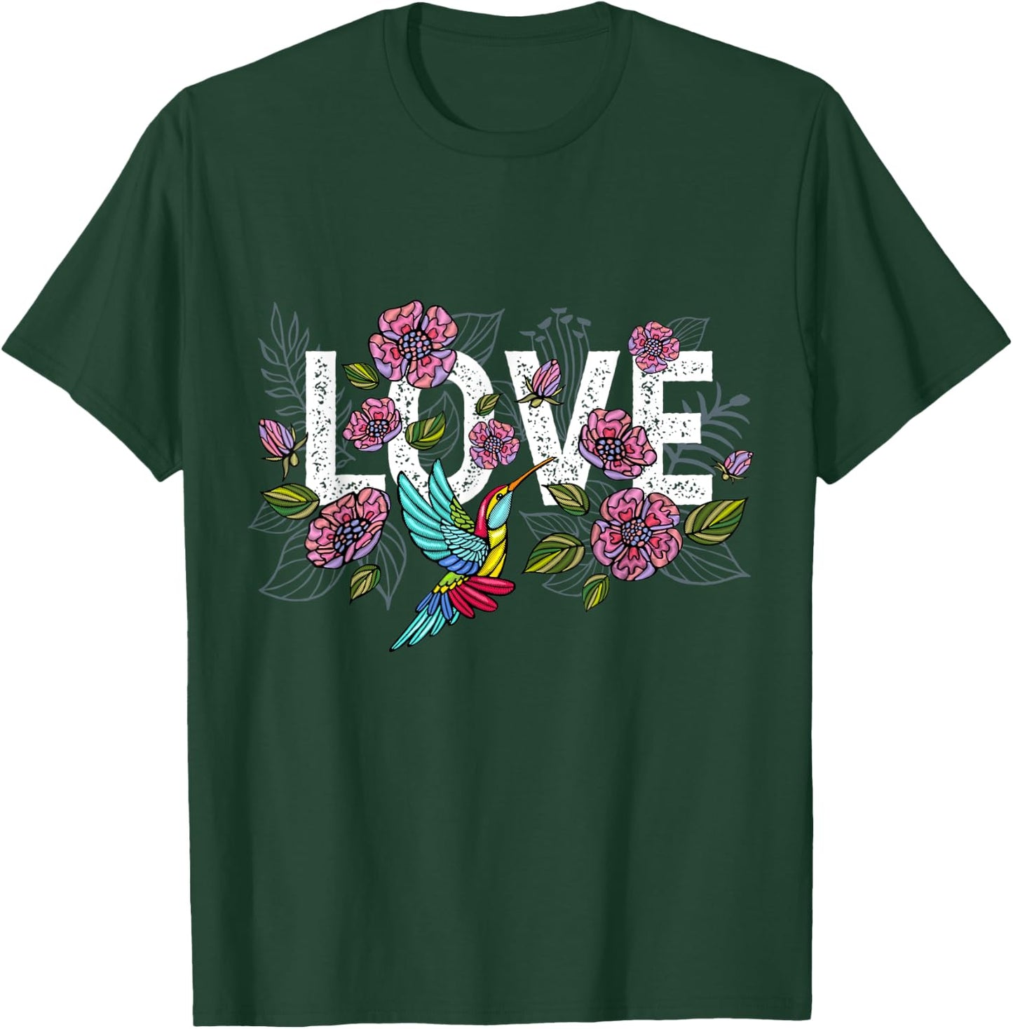 Vintage Hummingbird Gift Humming Funny Bird Lover Women Kids T-Shirt - T-Shirt | Forest