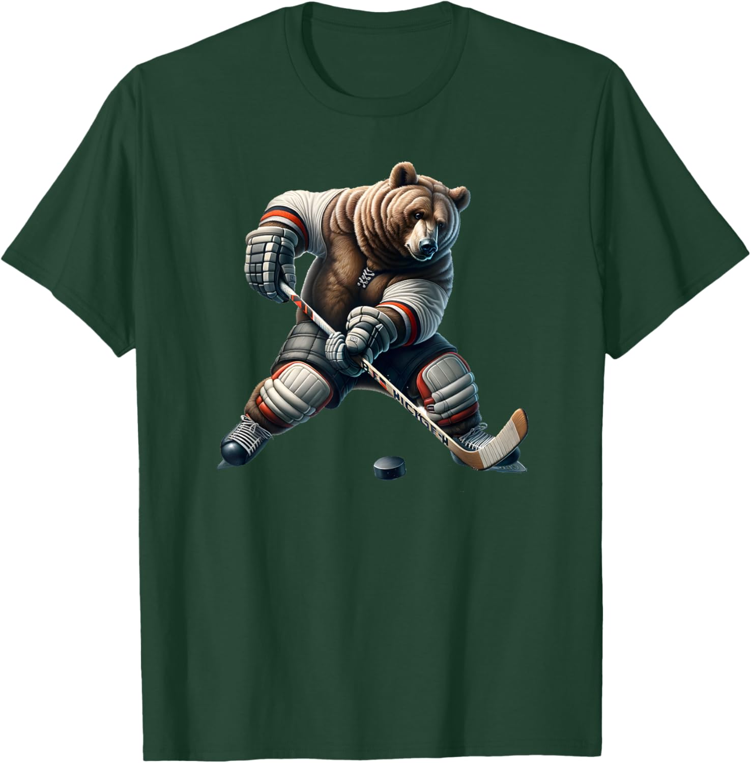 Cute Bear Playing Hockey For Bear And Hockey Lover T-Shirt - T-Shirt | Forest