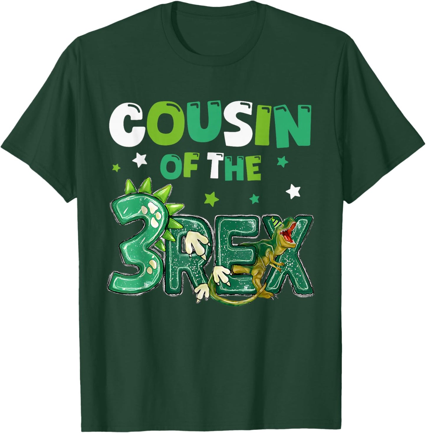 Cousin of the Three Rex Birthday Dinosaur Family Matching T-Shirt - T-Shirt | Forest