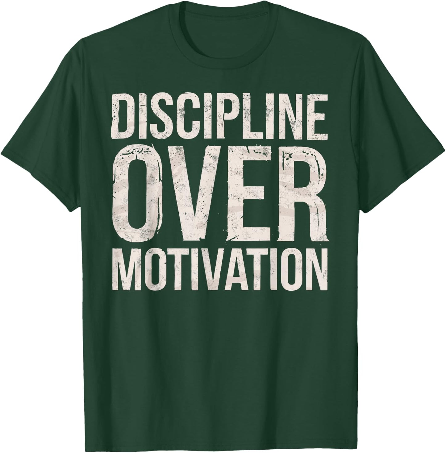 Discipline Over Motivation Gym Workout Weightlifting T-Shirt - T-Shirt | Forest