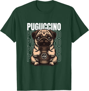 Funny Puguccino Dog Pug Cappuccino Lover Men Women T-Shirt - T-Shirt | Forest