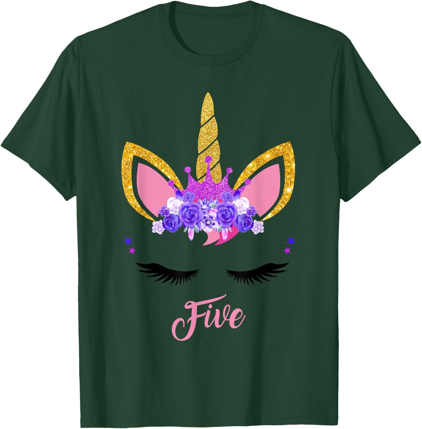 5 Years Old Unicorn Birthday Girl 5th Birthday Unicorn T-Shirt - T-Shirt | Forest