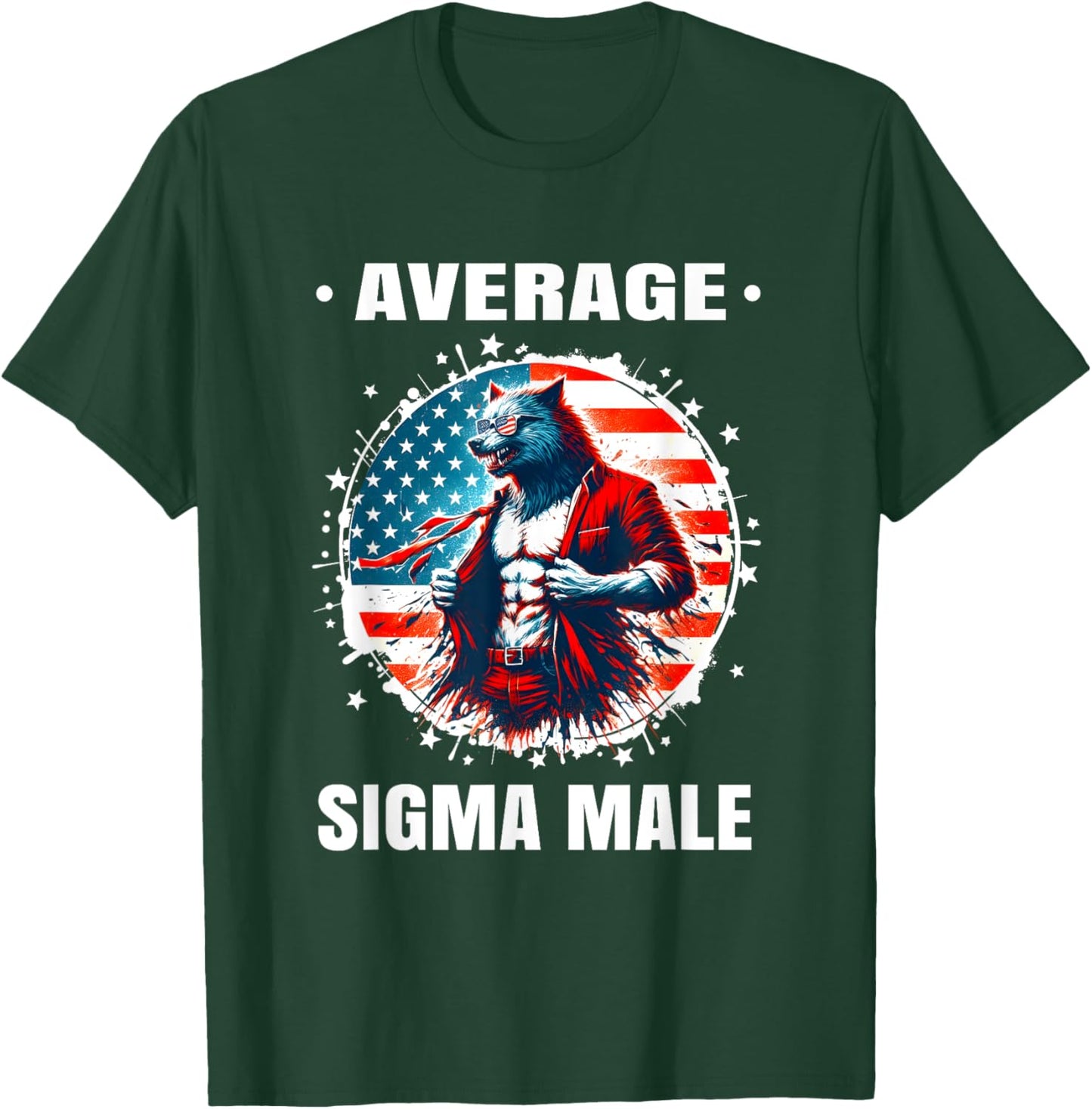 American Werewolf Sigma Shirt Funny Cringe Werewolf Brainrot T-Shirt - T-Shirt | Forest