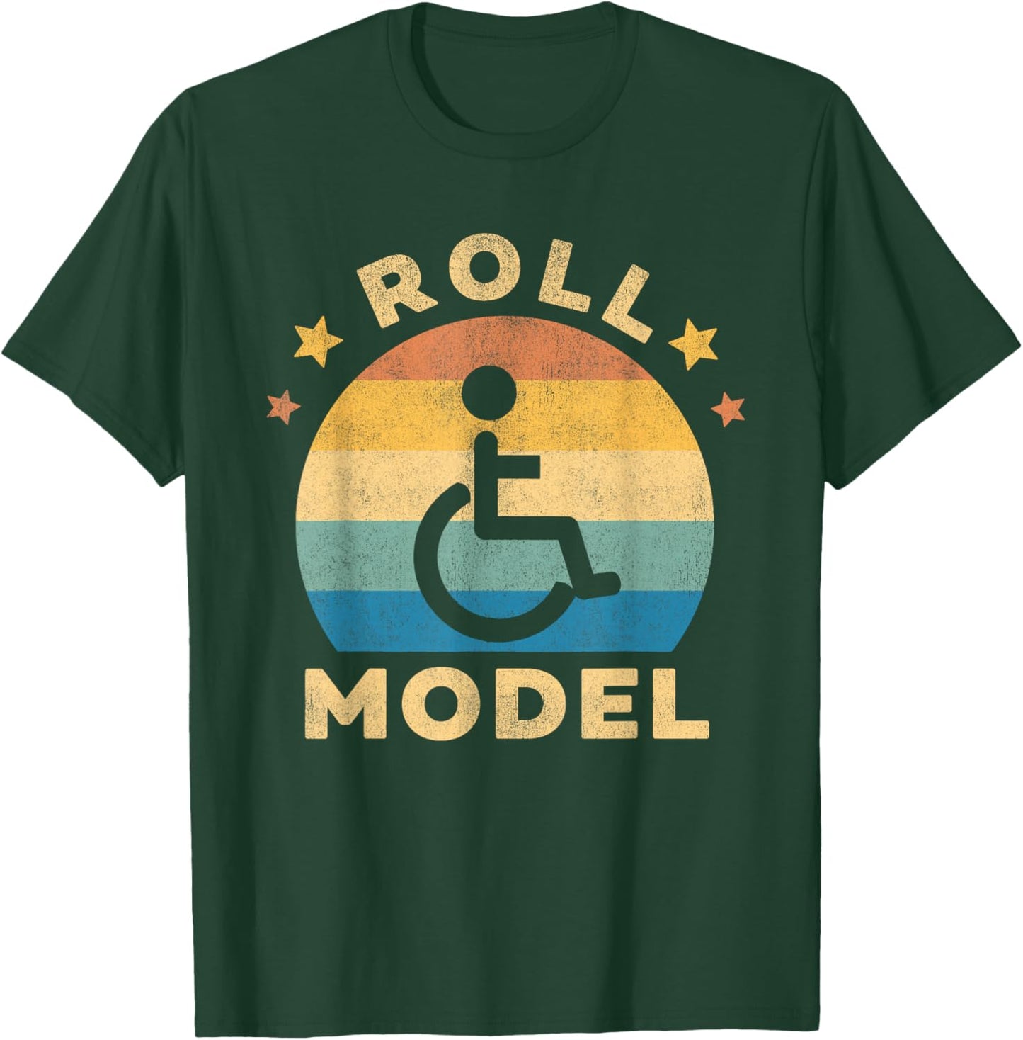 Funny Wheelchair Humor Retro Handicap Disability Roll Model T-Shirt - T-Shirt | Forest
