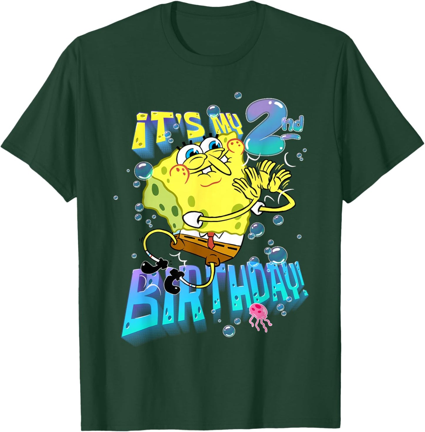 Spongebob It's My 2nd Birthday Boy Girl Kid B-Day Spongebob T-Shirt - T-Shirt | Forest
