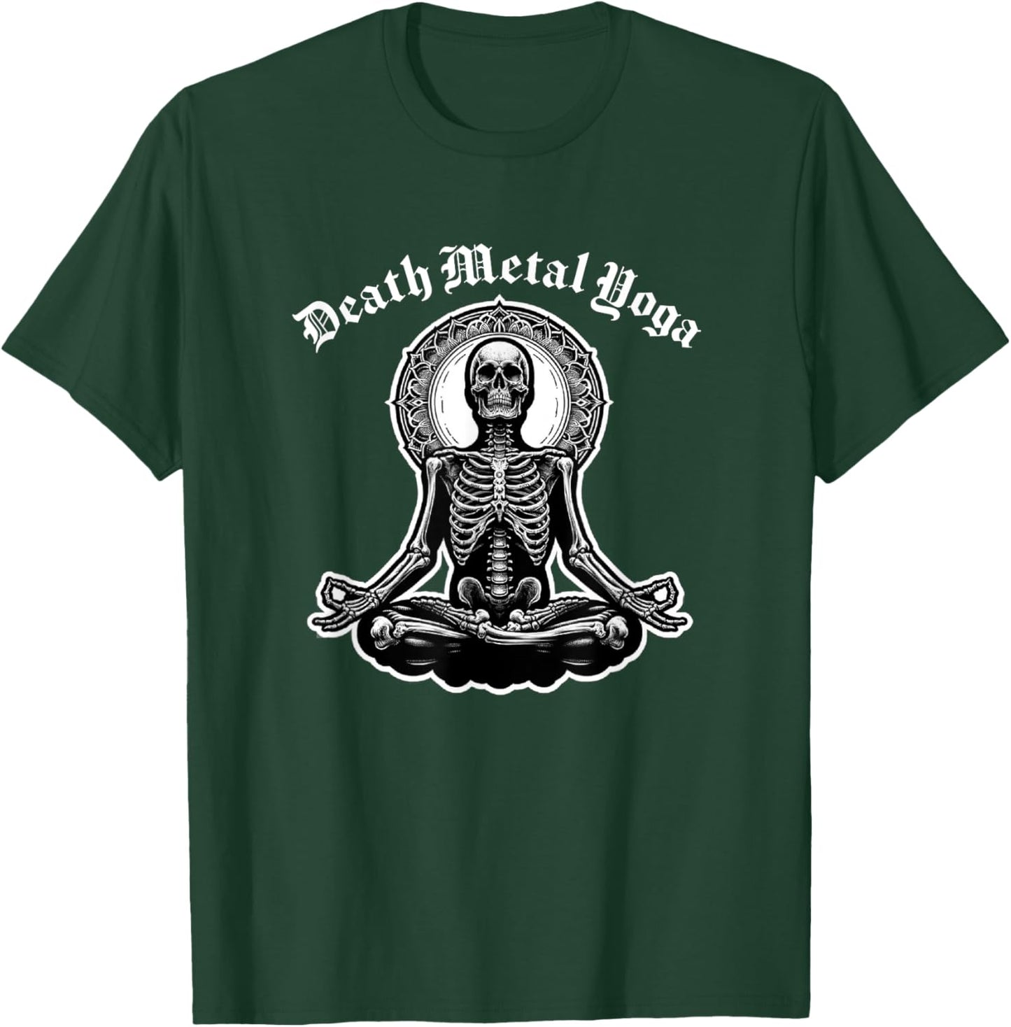 Death Metal Yoga Gothic Skeletal Pose Ironic Wellness T-Shirt - T-Shirt | Forest