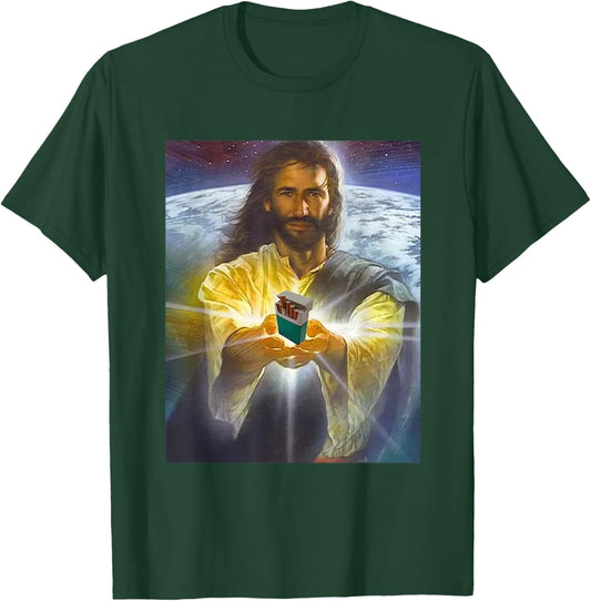 Jesus Holding Cigarettes Funny Jesus -Adults Black Short Sleeve Small T-Shirt - T-Shirt | Forest
