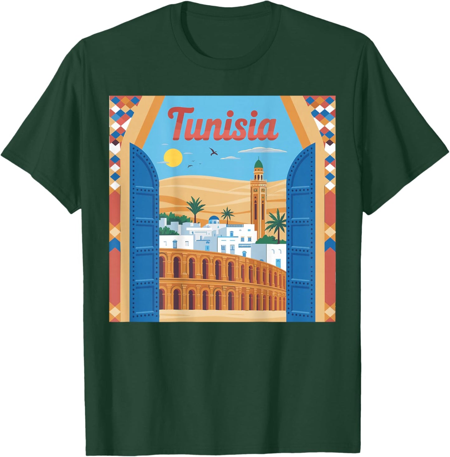 Tunisia My Country Love Tunisia Monuments Tunisians T-Shirt - T-Shirt | Forest