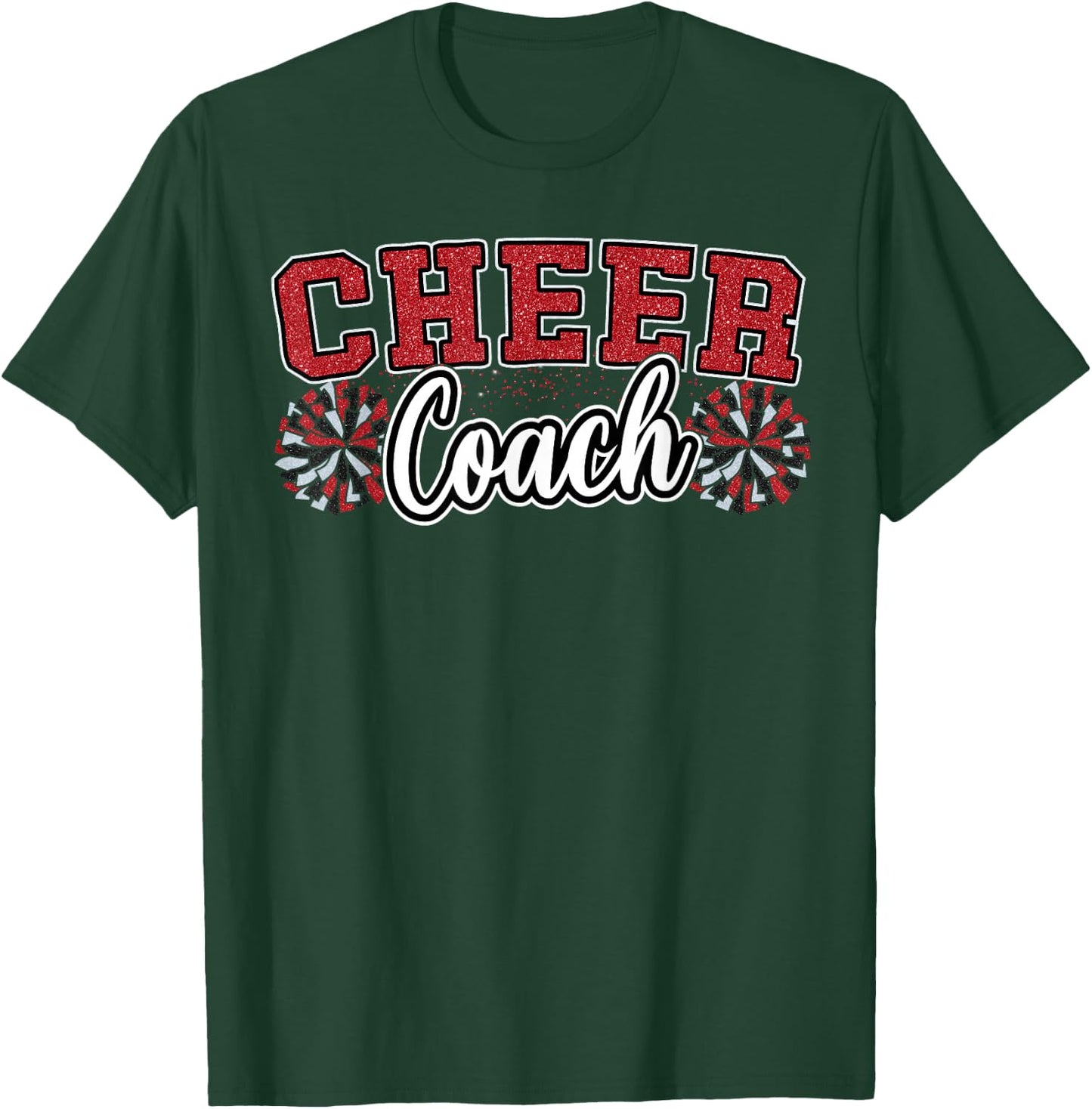 Loud Proud Cheer Coach Pom Poms Red Black Cheerleader Women T-Shirt - T-Shirt | Forest