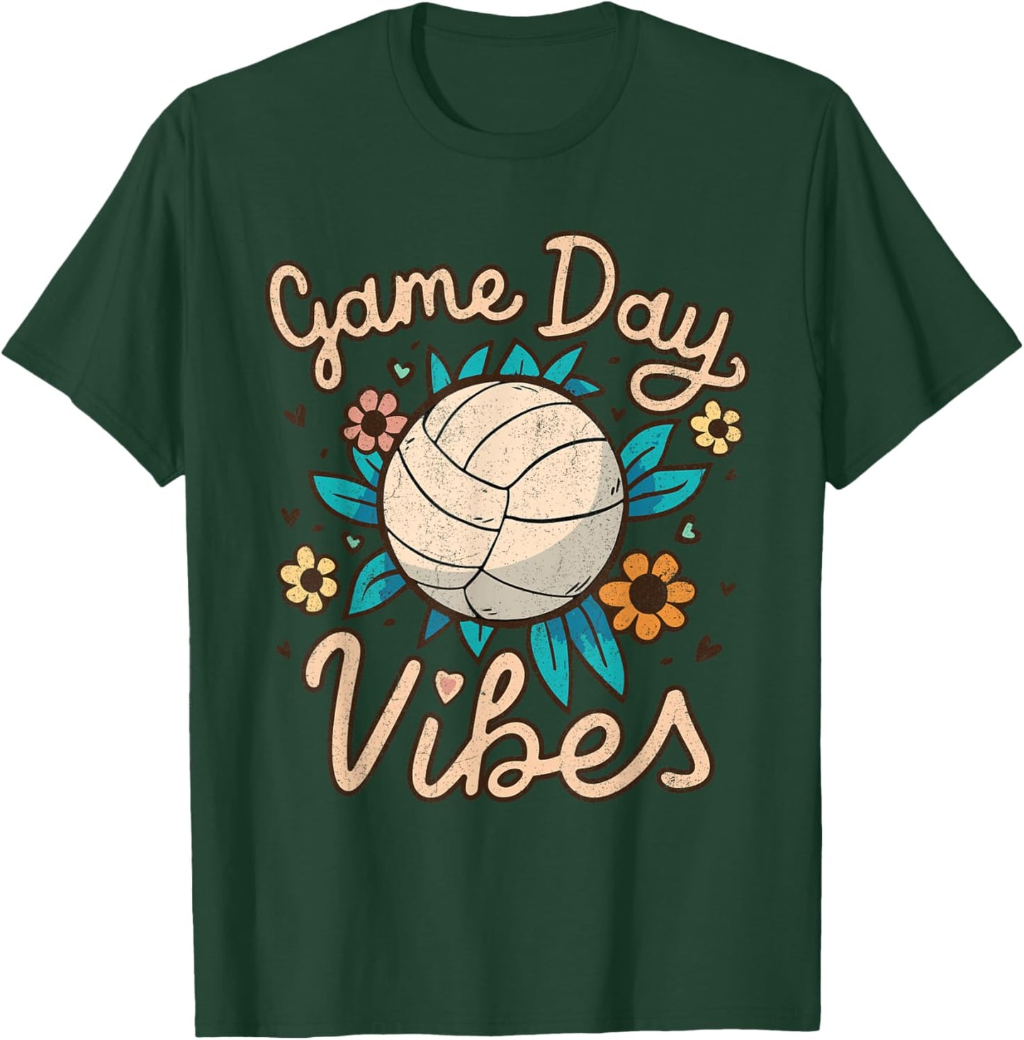 Volleyball Mom Game Day Vibes Girls Teens T-Shirt - T-Shirt | Forest