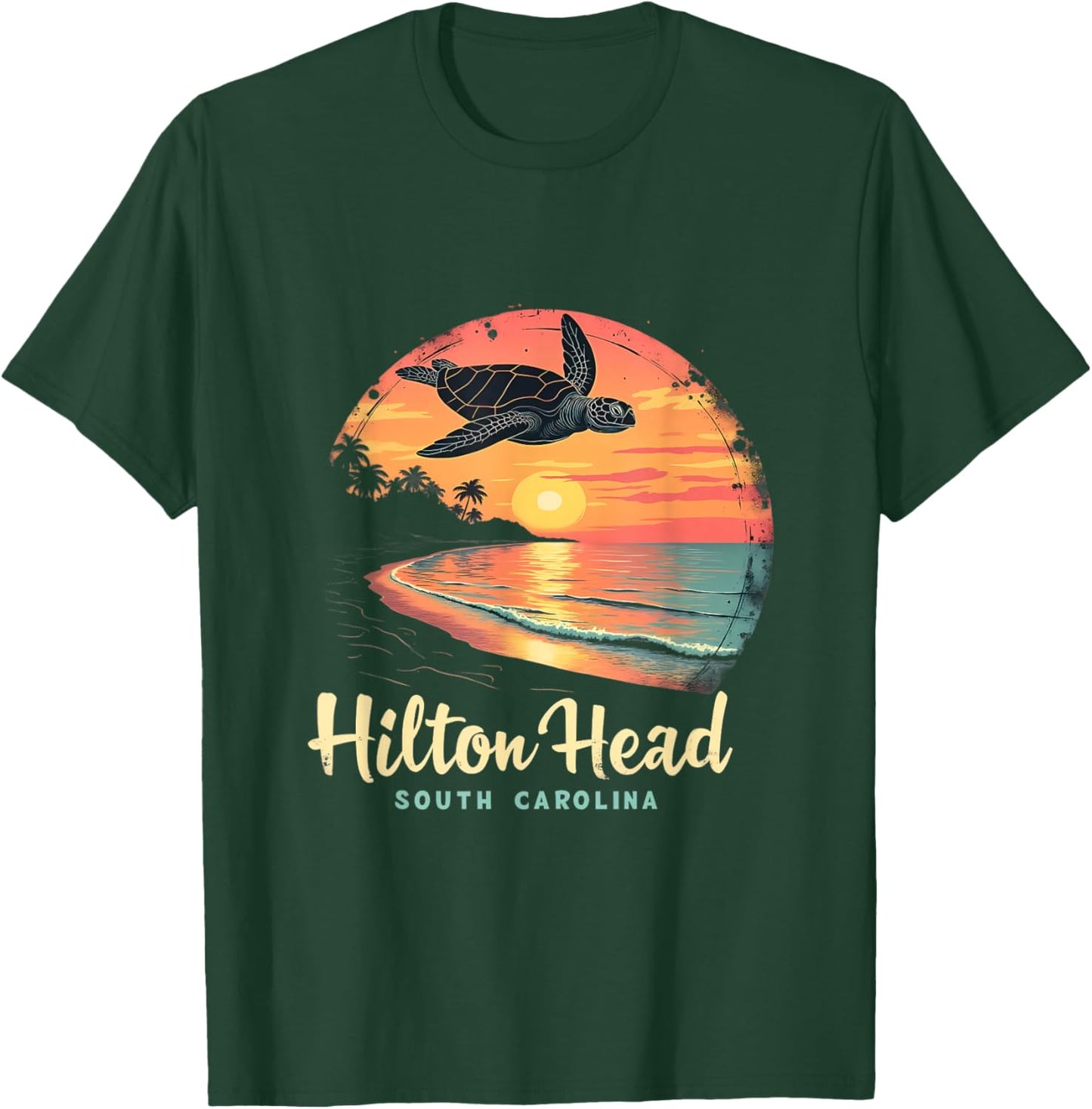 Hilton Head South Carolina Sunset Turtle T-Shirt - T-Shirt | Forest