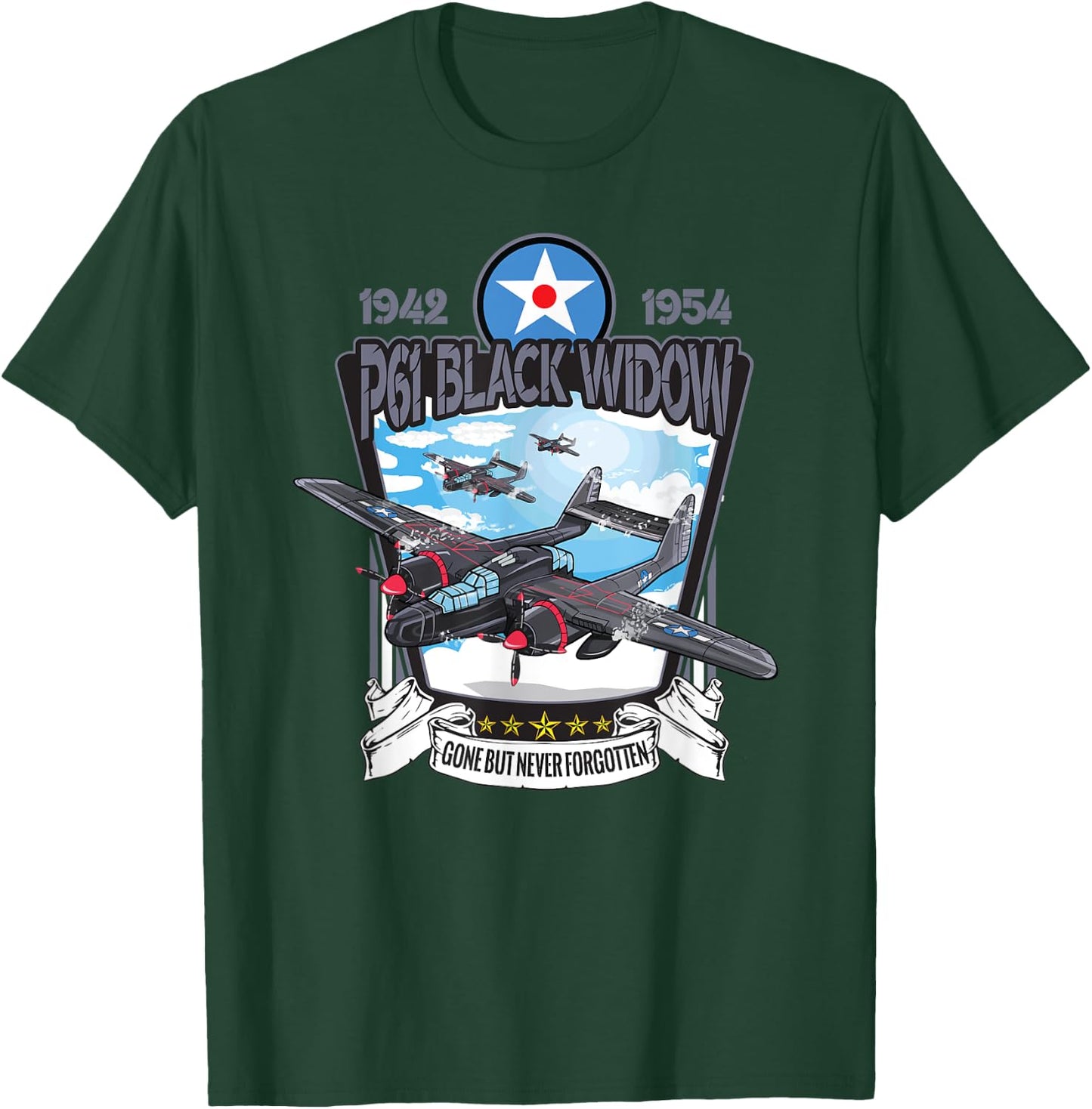 World War 2 P61 Black Widow Fighter Airplane T-Shirt - T-Shirt | Forest