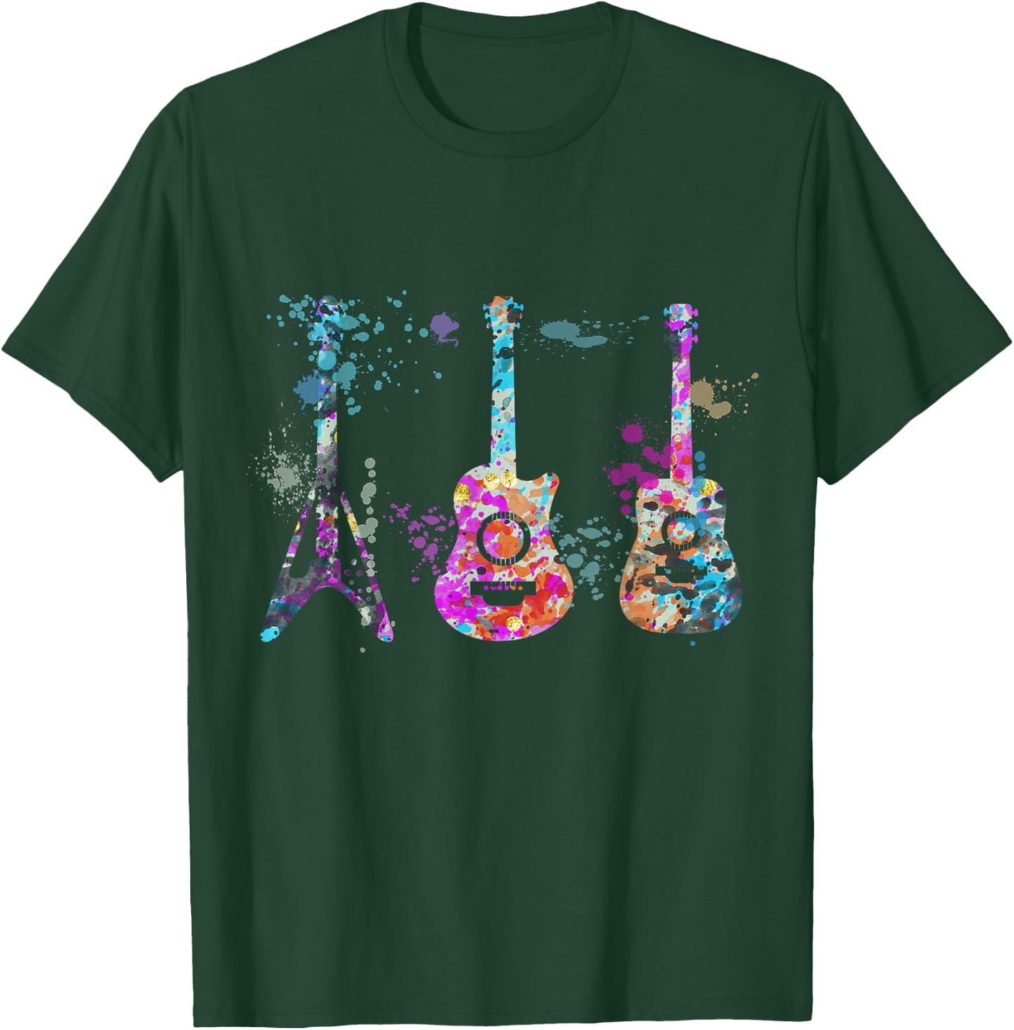 Guitar Instrument Silhouette Guitars T-Shirt - T-Shirt | Forest