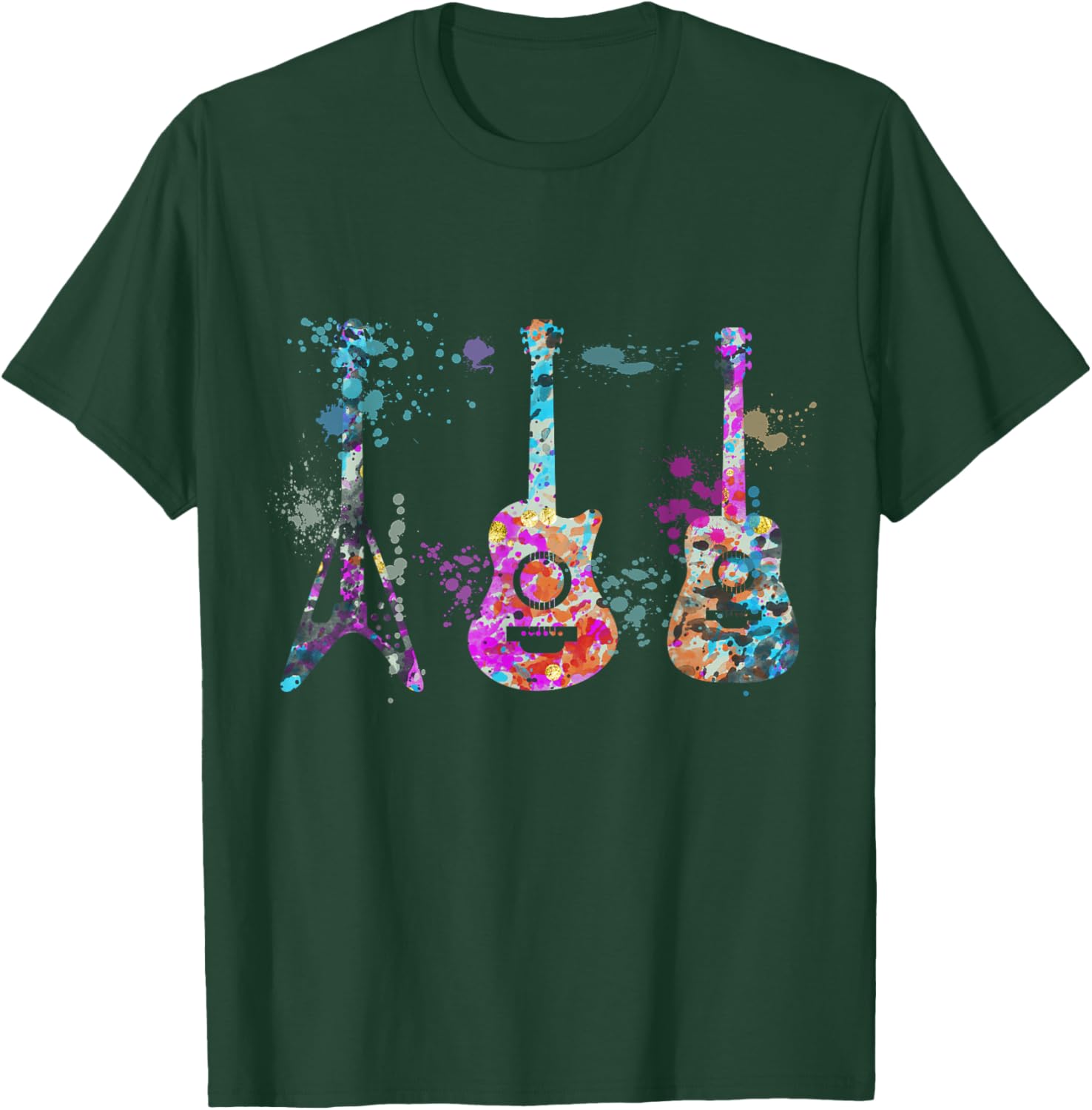 Guitar Instrument Silhouette Guitars T-Shirt - T-Shirt | Forest