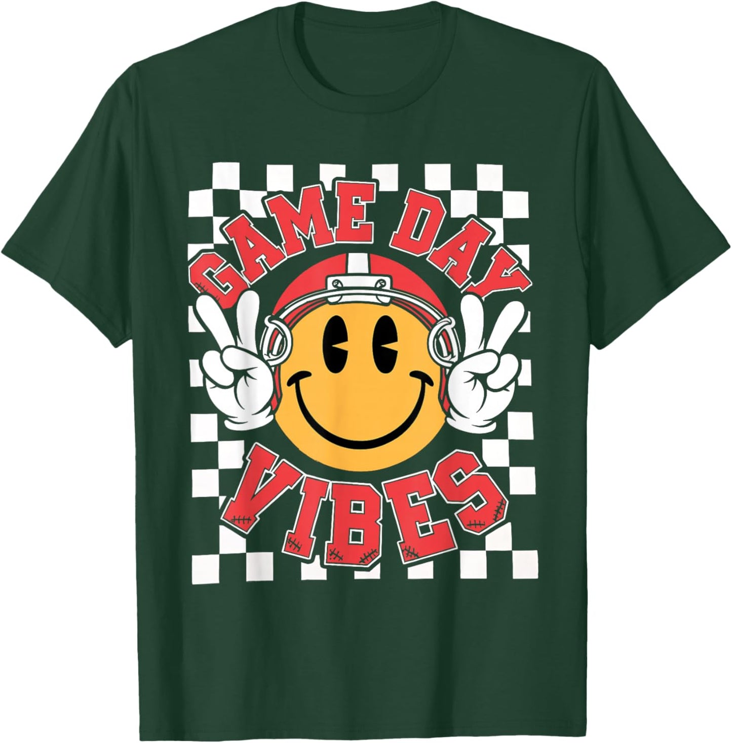 Funny Football Face American Football Game Day Vibes Sport T-Shirt - T-Shirt | Forest