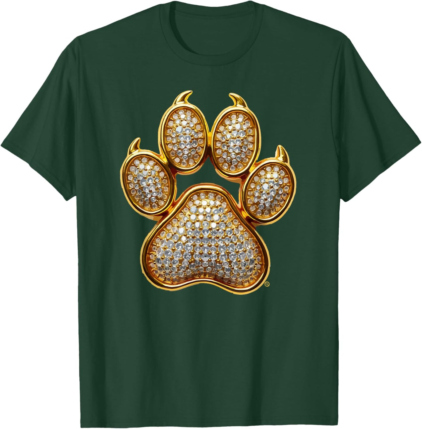 Dog Mom, Dog Dad, Gold Dog Paw, Great Bling Dog Lover Gift T-Shirt - T-Shirt | Forest