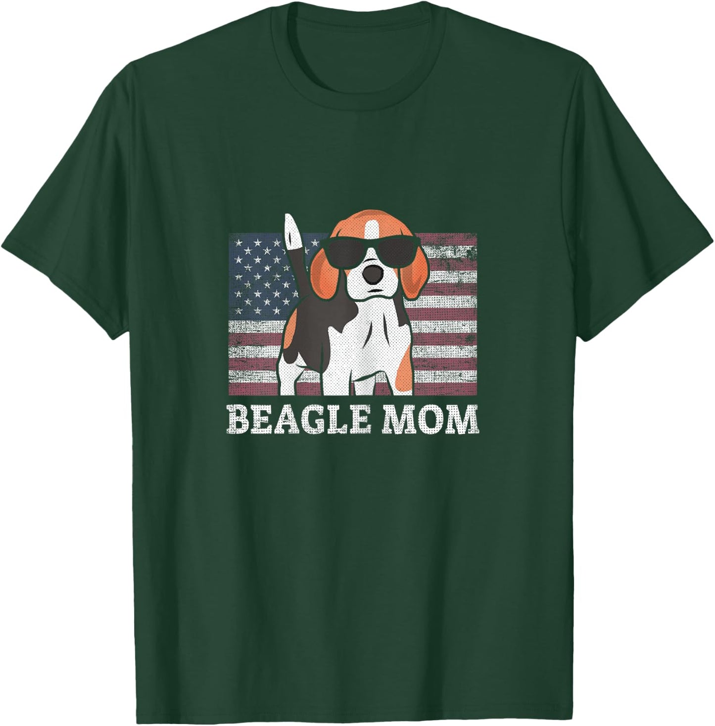 Beagle Mom American Flag 4th of July Patriotic USA Design Women T-Shirt - T-Shirt | Forest