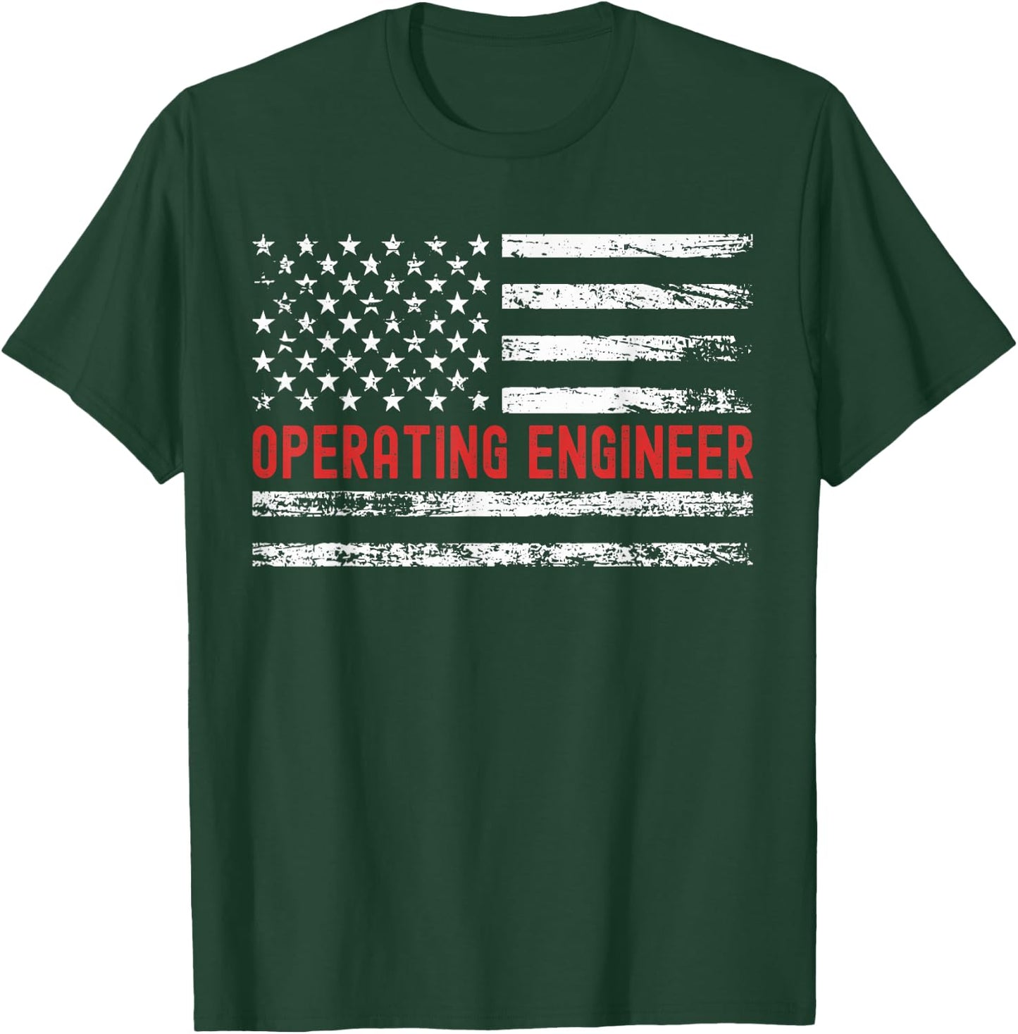 Operating Engineer USA Flag Profession Retro Job Title T-Shirt - T-Shirt | Forest