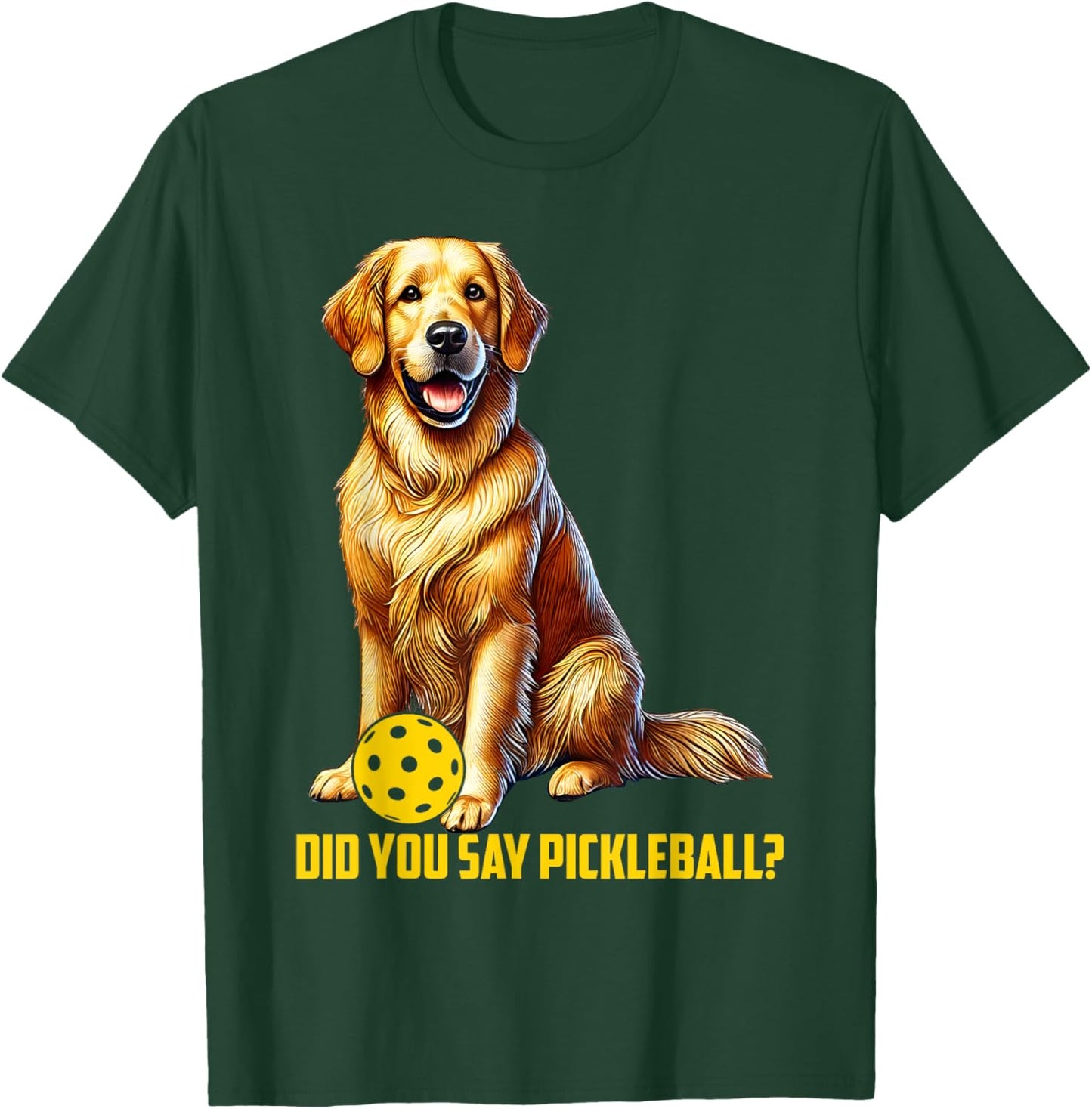 Cute Golden Retriever Pickleball Dog Women Girls Kids T-Shirt - T-Shirt | Forest