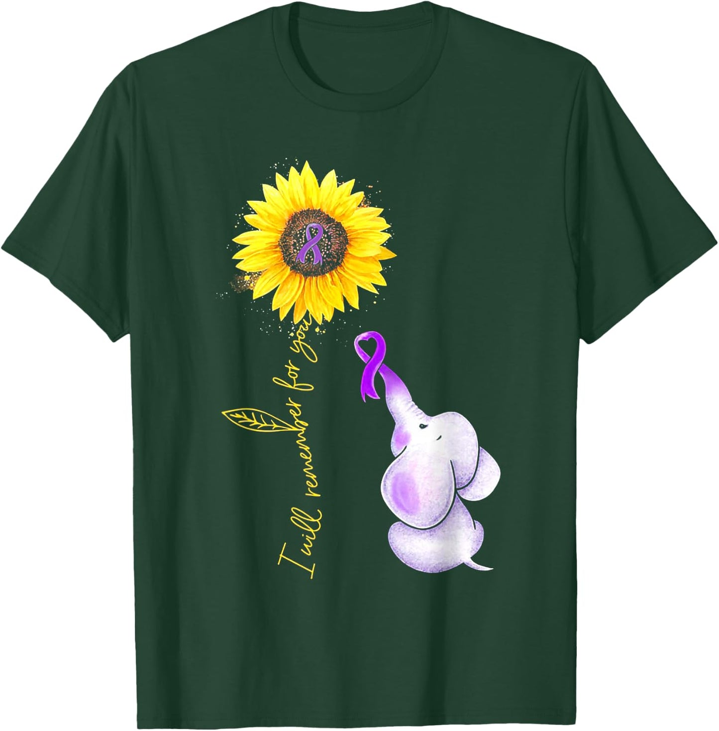 I Will Remember For You Sunflower Elephant Alzheimer T-Shirt - T-Shirt | Forest