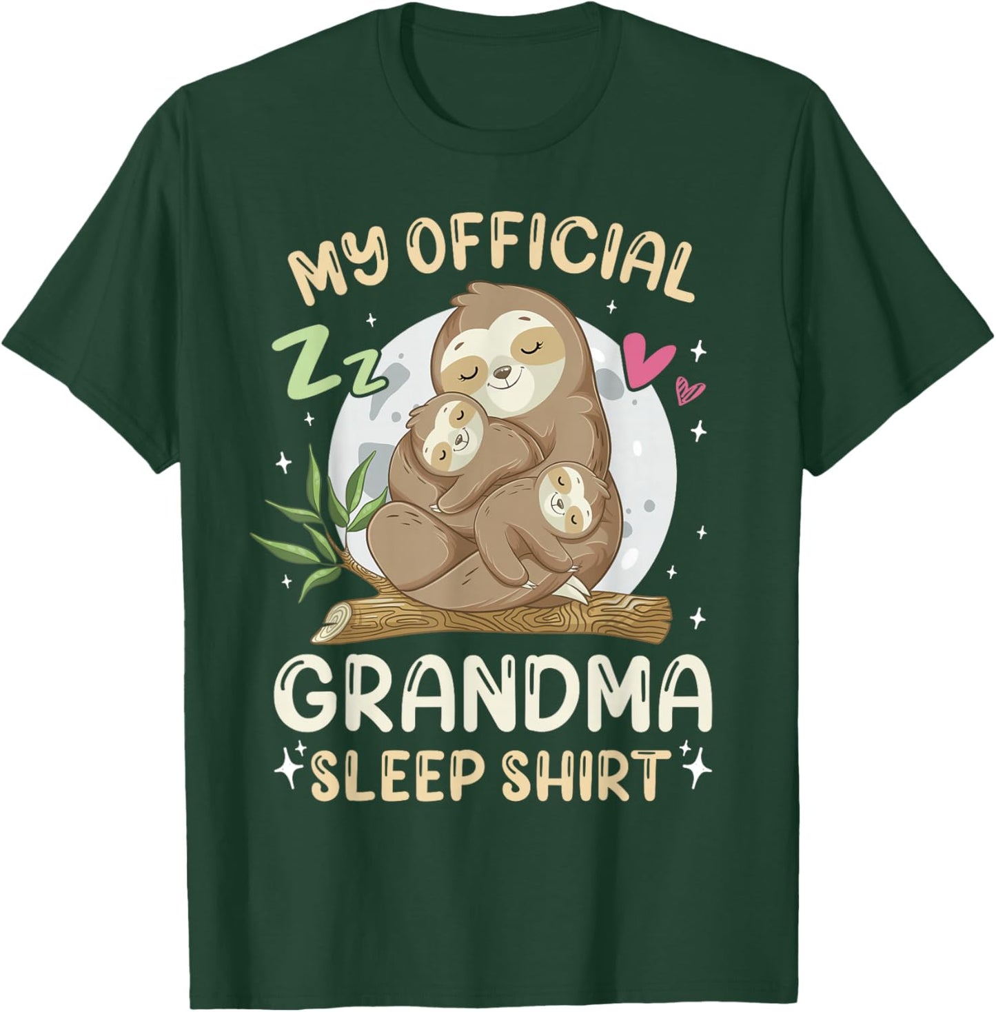 Official Grandma Sleep Shirt, Mother's Day Sloths Family T-Shirt - T-Shirt | Forest