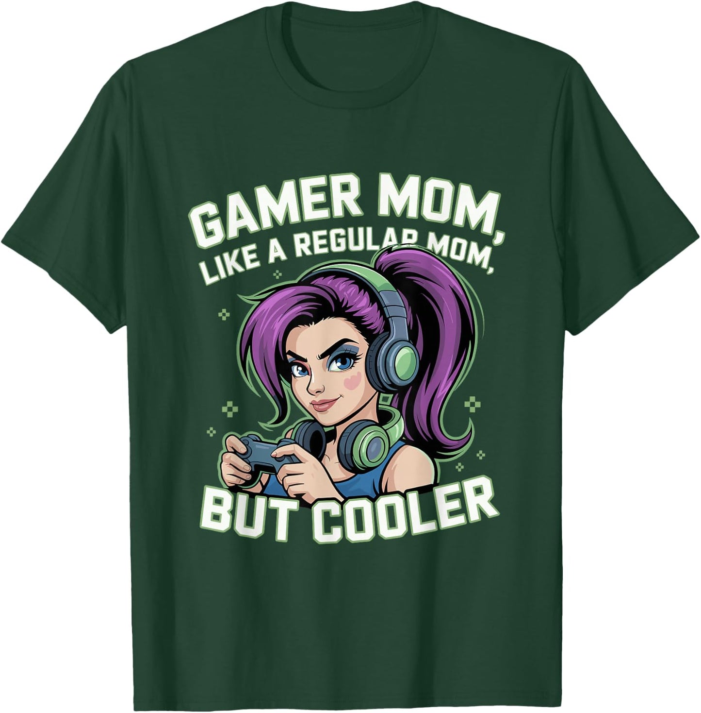 Gaming Mom Gift Mothers Day Cute Purple Hair Gamer Girls T-Shirt - T-Shirt | Forest