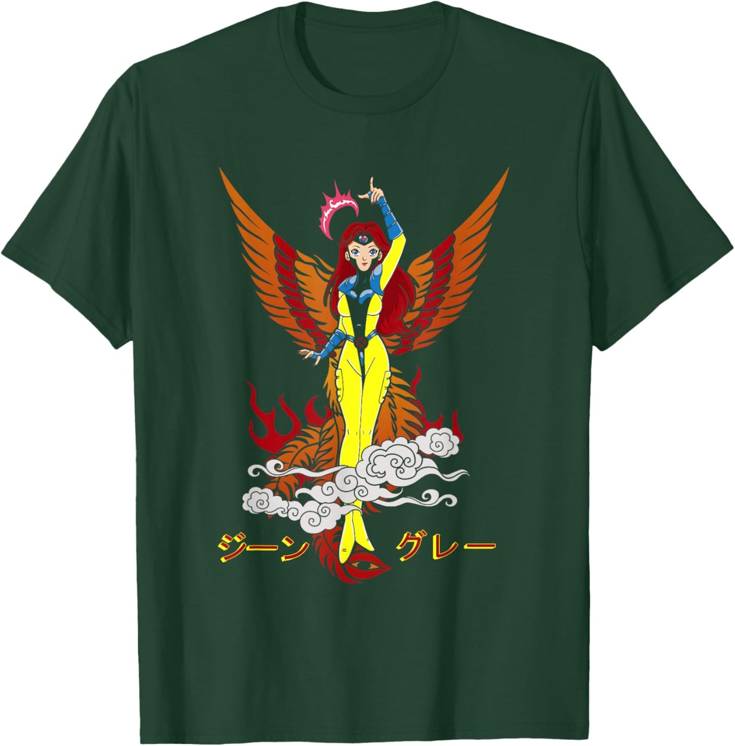 Marvel X-Men Manga Style Jean Grey Phoenix Retro Portrait T-Shirt - T-Shirt | Forest