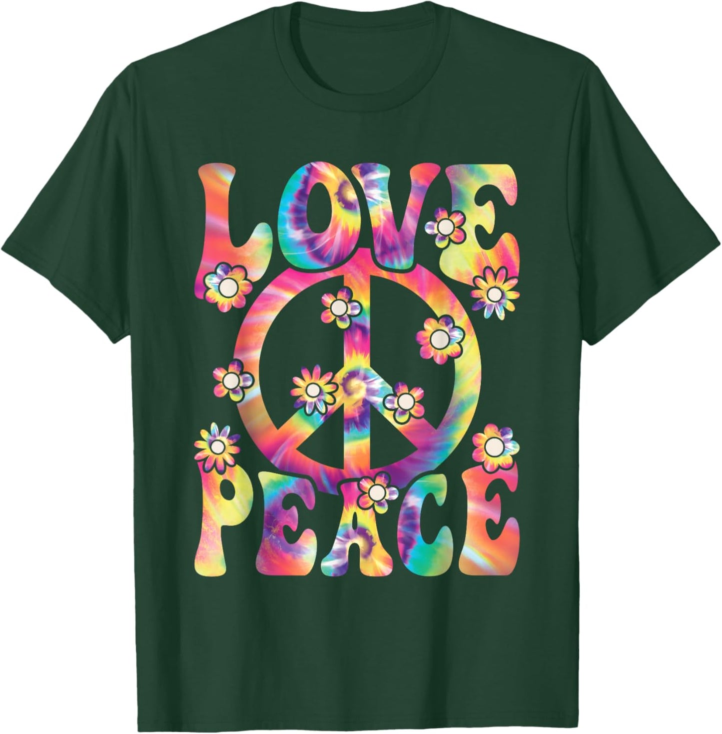 Love Peace Sign 60s 70s Outfit Hippie Costume Women Girls T-Shirt - T-Shirt | Forest