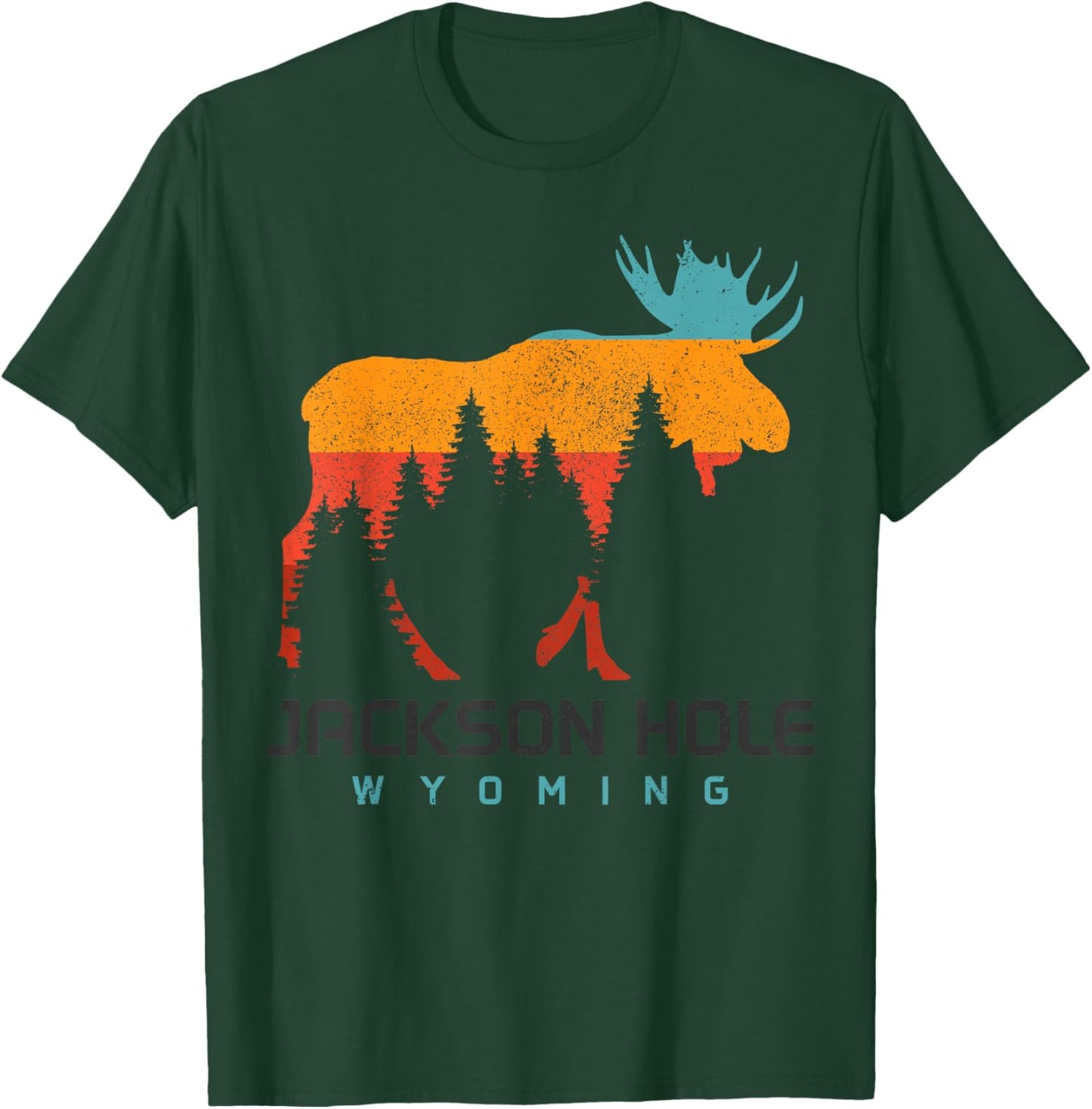 Jackson Hole Wyoming Vintage Moose Souvenir Pride Vintage T-Shirt - T-Shirt | Forest