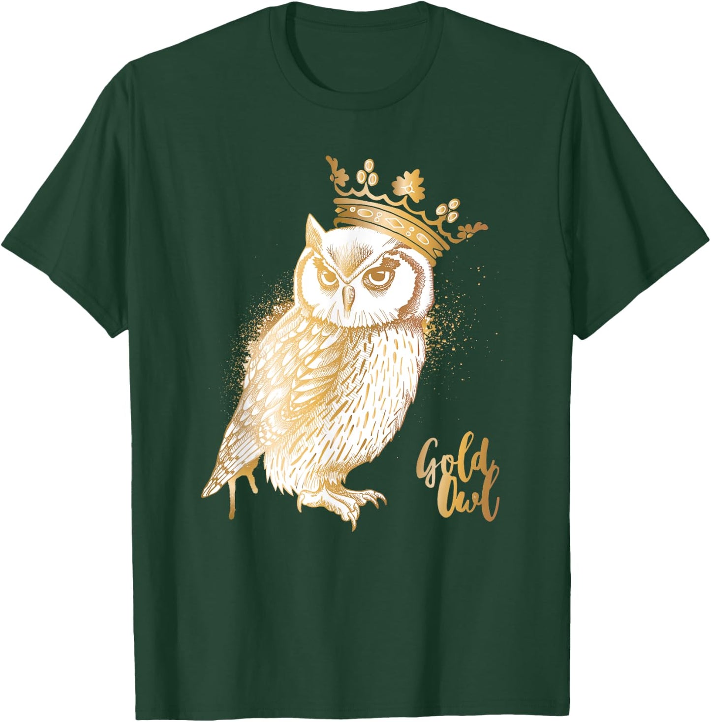 Crowned Golden Owl King Owl lovers T-Shirt - T-Shirt | Forest