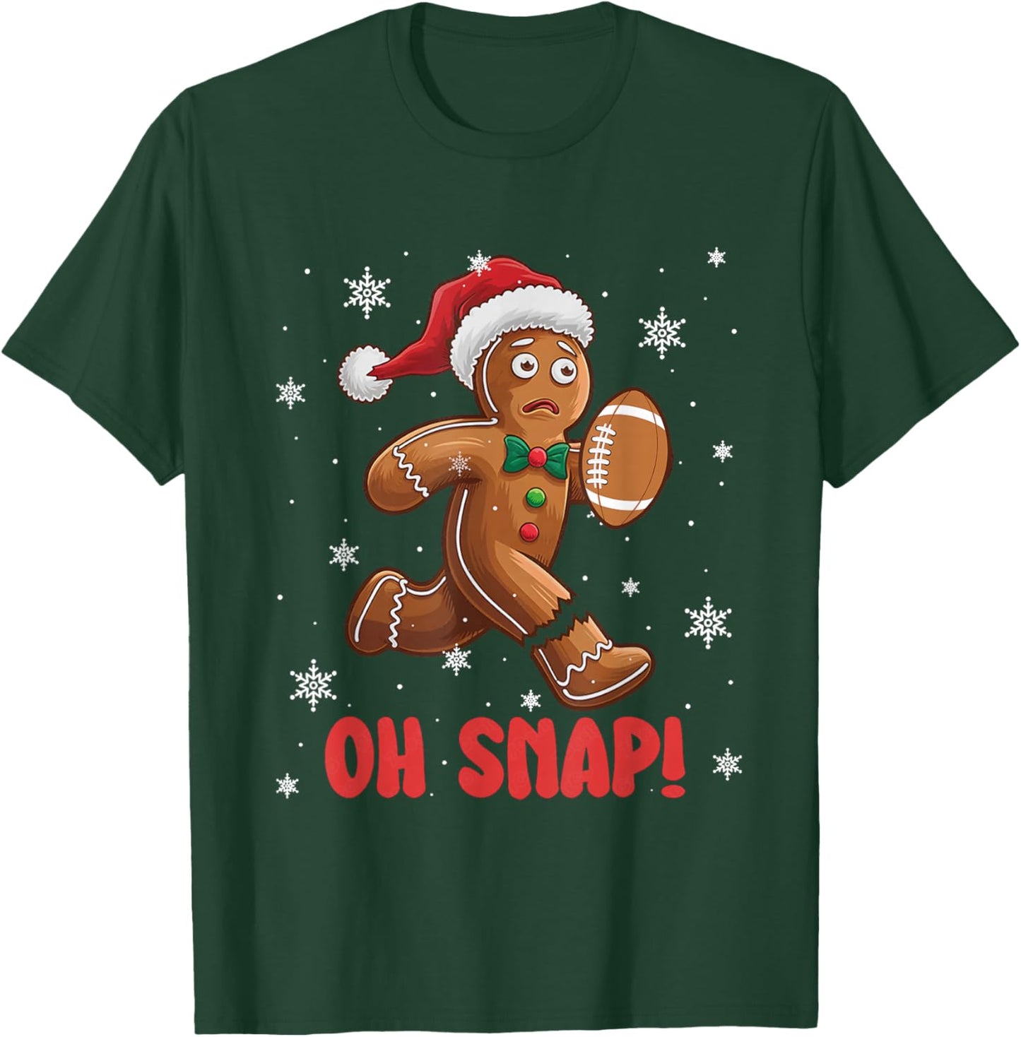 Oh Snap Gingerbread Man American Football Christmas T-Shirt - T-Shirt | Forest