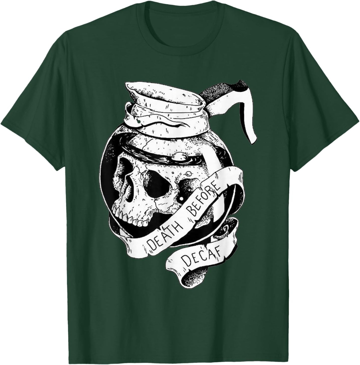 Death before Decaf Coffee Lover Blackwork T-Shirt - T-Shirt | Forest