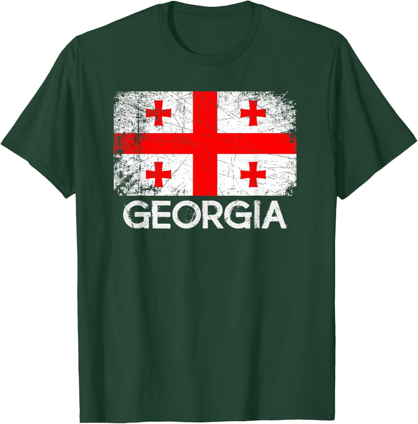Georgian Flag | Vintage Made In Georgia Gift T-Shirt - T-Shirt | Forest