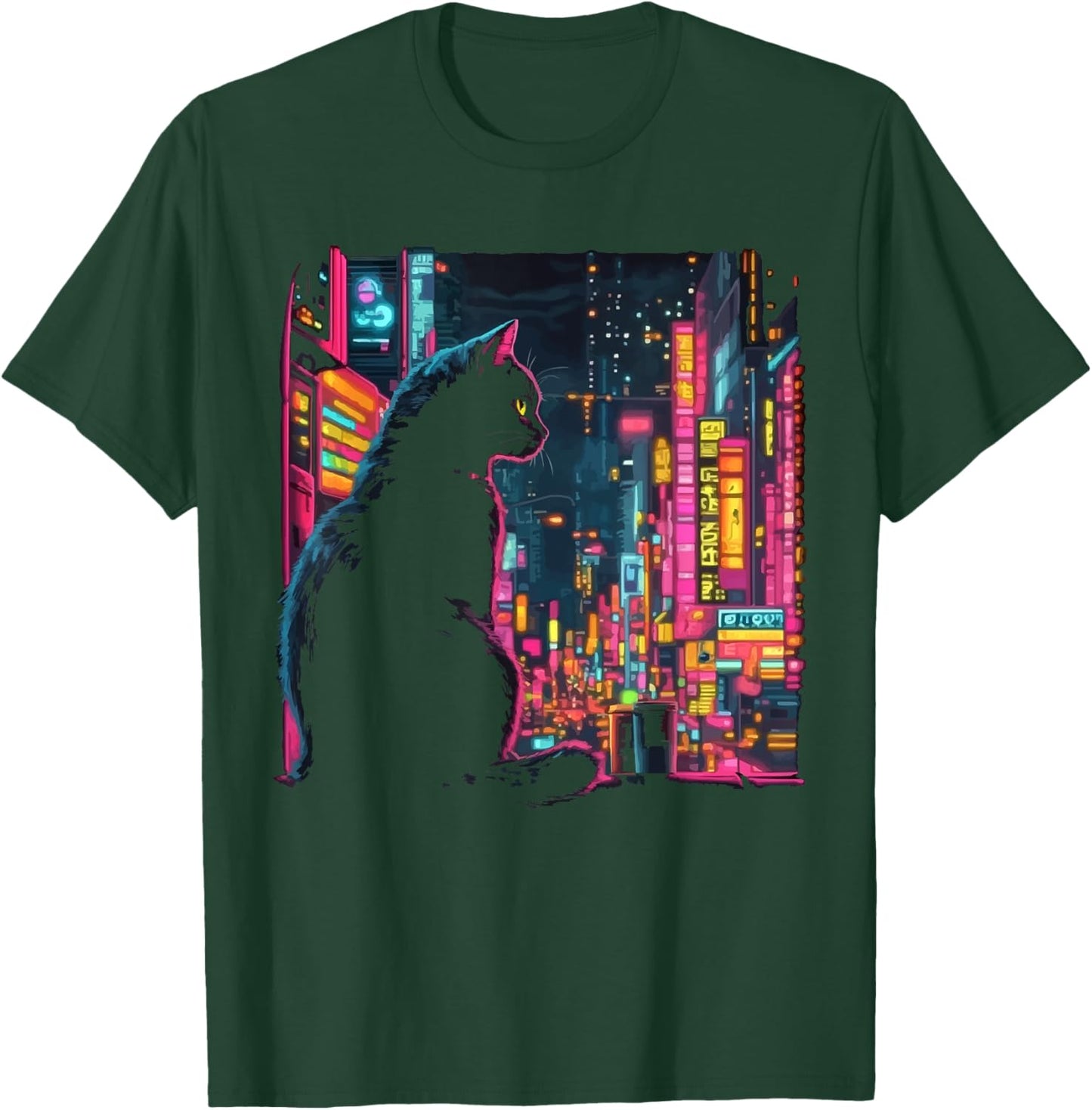 Cyberpunk Cat Kitty Meow Animal Pet Future Science Fiction T-Shirt - T-Shirt | Forest