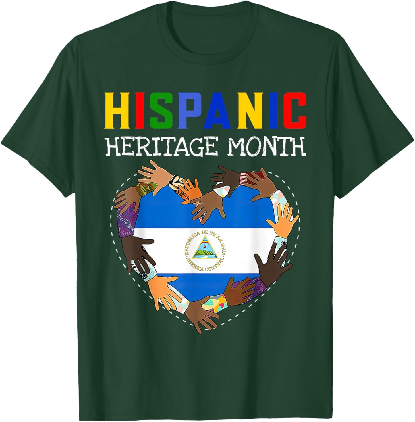 Hispanic Heritage Month Nicaragua Kids Boys Girls T-Shirt - T-Shirt | Forest