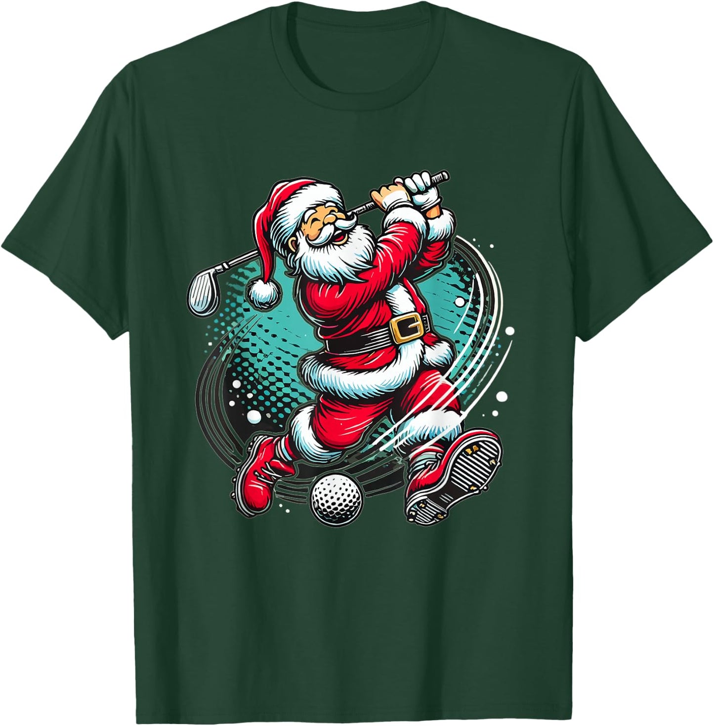 Santa Claus Playing Golf Christmas Golfer Xmas T-Shirt - T-Shirt | Forest