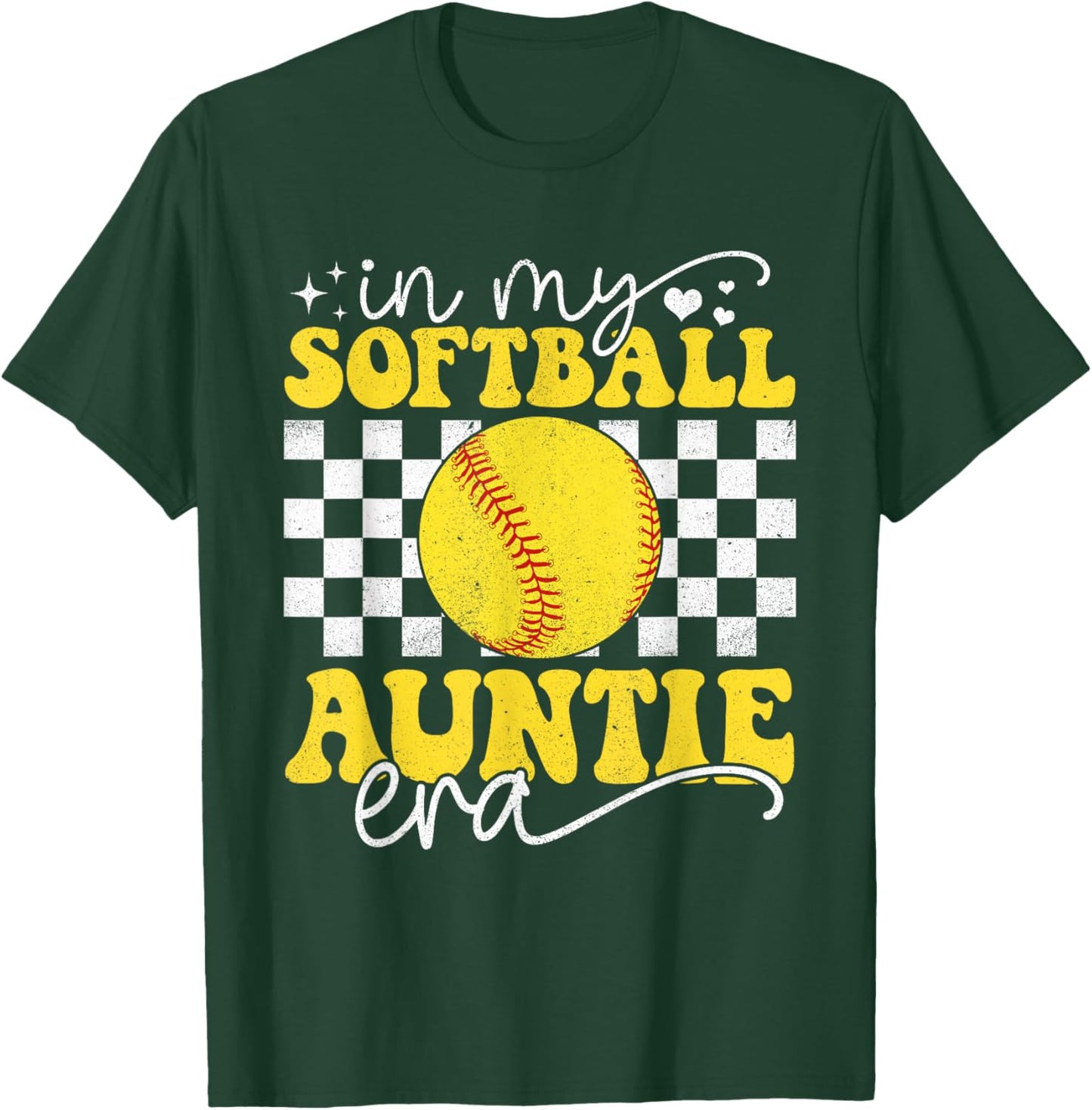 In My Softball Auntie Era Groovy Retro Proud Softball Auntie T-Shirt - T-Shirt | Forest
