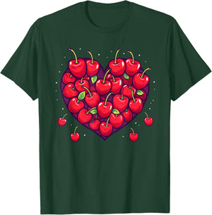 Cherry cherries heart cherry hearts fruit T-Shirt - T-Shirt | Forest