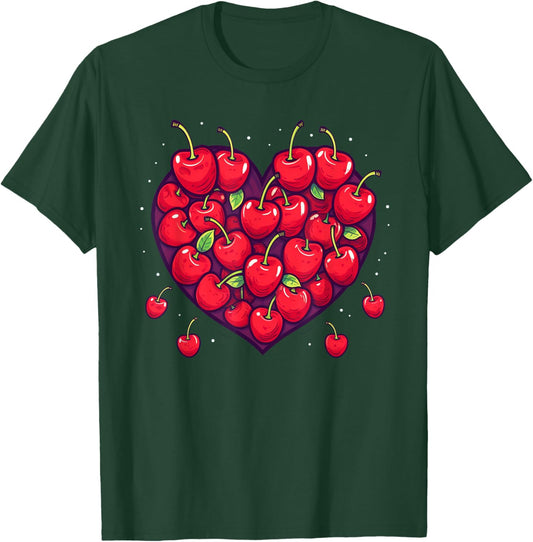 Cherry cherries heart cherry hearts fruit T-Shirt - T-Shirt | Forest