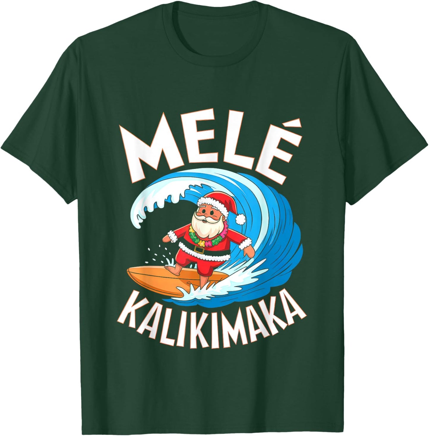 Mele Kalikimaka Surfing Santa Xmas T-Shirt - T-Shirt | Forest