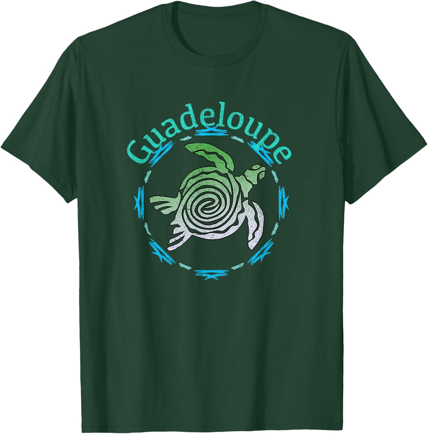 Guadeloupe Vintage Tribal Turtle T-Shirt - T-Shirt | Forest