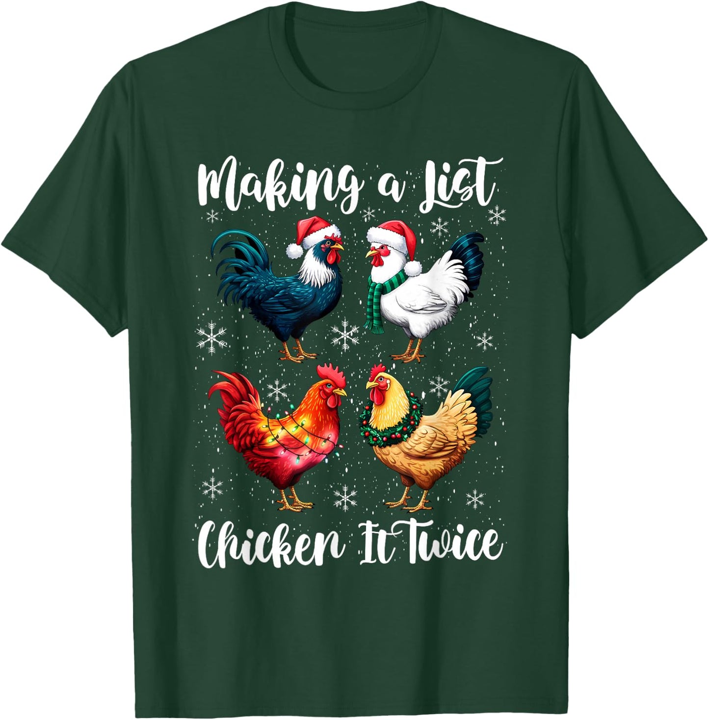 Christmas Chicken Lover Xmas Santa Hat Funny Farm T-Shirt - T-Shirt | Forest