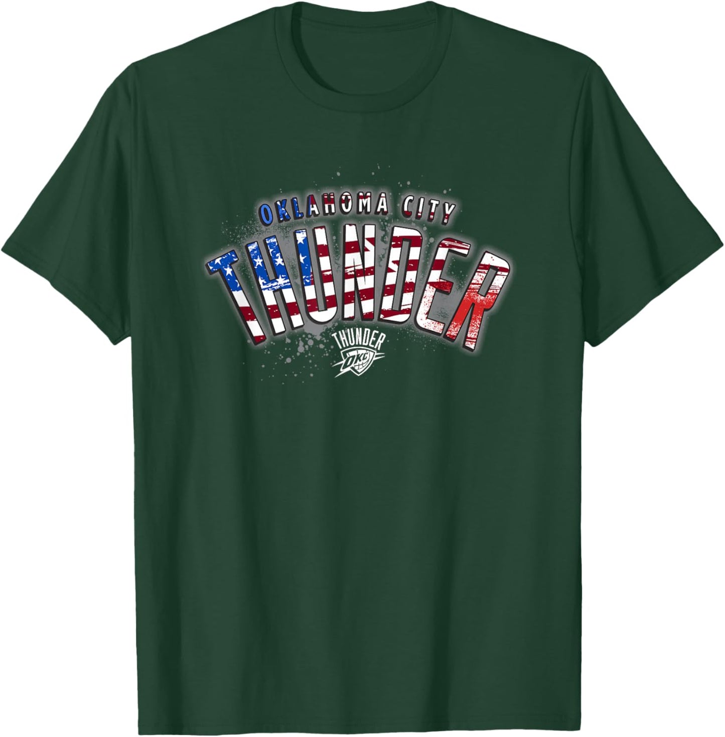 NBA Oklahoma City Thunder American Flag Distressed Paint T-Shirt - T-Shirt | Forest