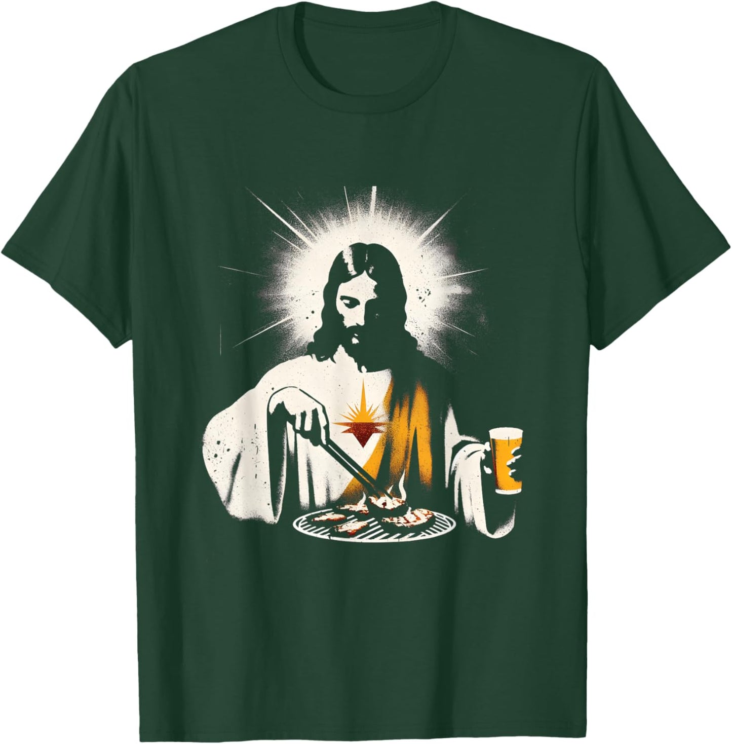 Jesus BBQ And Beer - Funny Christian Religious Barbecue T-Shirt - T-Shirt | Forest